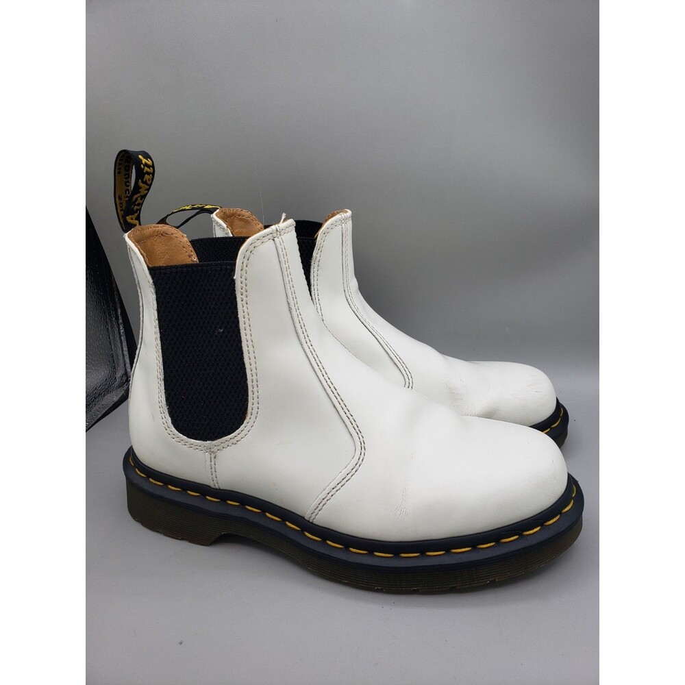 DR MARTIN 2976 YS White Smooth Leather Chelsea Boots US Ladies 6 Mens 5